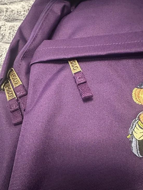Polo by Ralph Lauren Purple  Backpack with Bear Embroidery - Picture 3 of 6